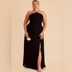 Birdy Grey Strapless Black Gown with Side Slit